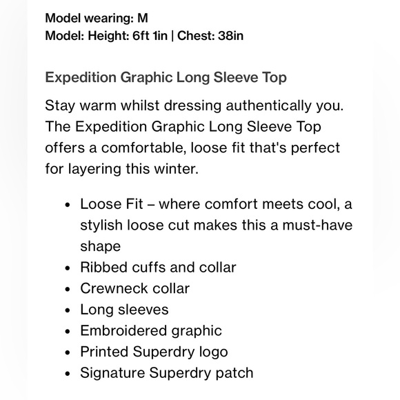 Superdry Men’s Expedition Long Sleeve Graphic Embroidered Tee Size M - Picture 14 of 14